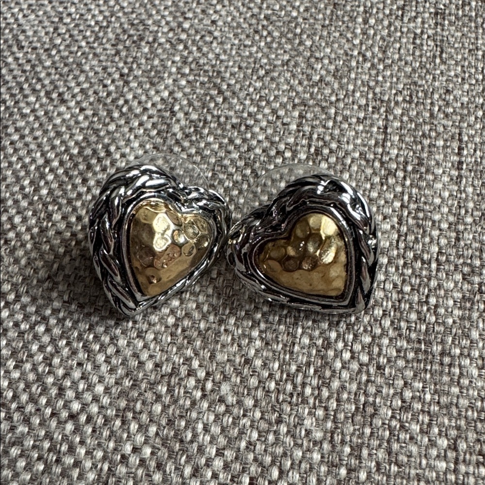 Brighton Elegant Heart-Shaped Silver and Gold Earrings